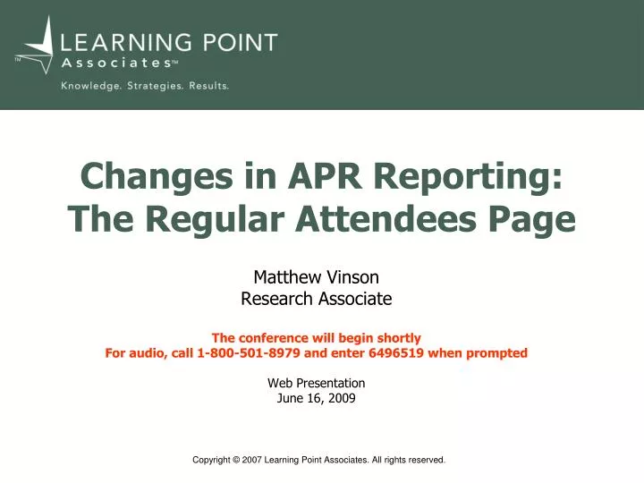 changes in apr reporting the regular attendees page