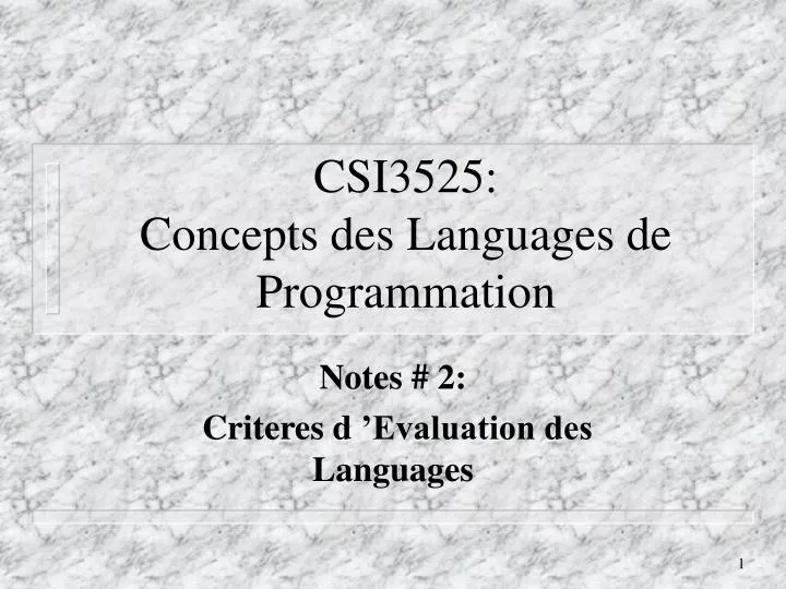 csi3525 concepts des languages de programmation