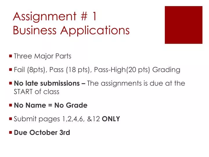assignment 1 business applications