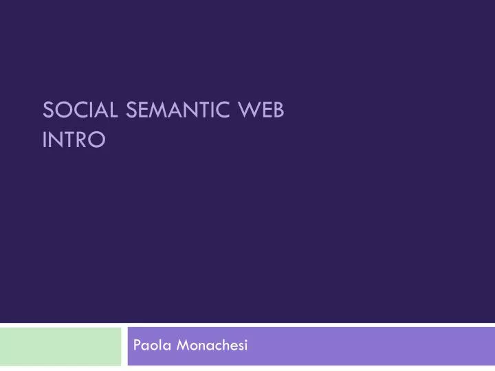 social semantic web intro