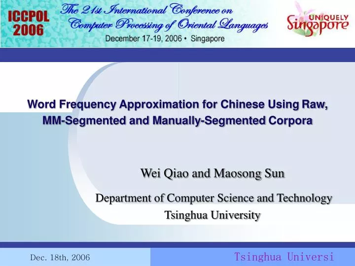 word frequency approximation for chinese using raw mm segmented and manually segmented corpora