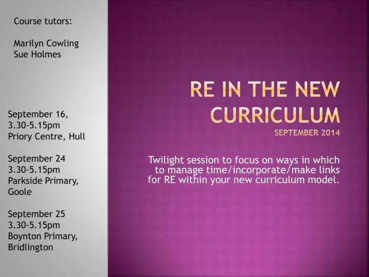 re in the new curriculum september 2014