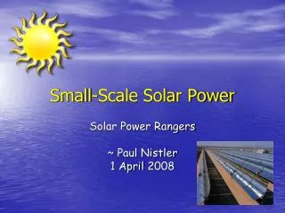 Small-Scale Solar Power