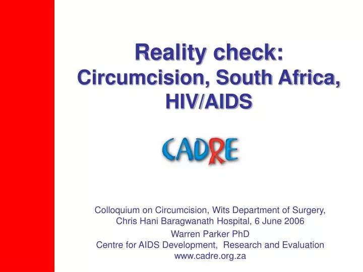 reality check circumcision south africa hiv aids