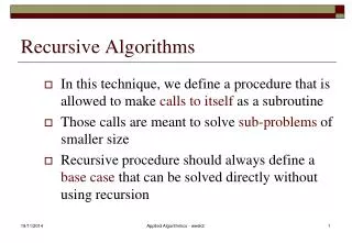 Recursive Algorithms