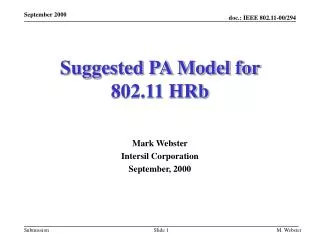Suggested PA Model for 802.11 HRb