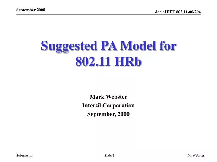 suggested pa model for 802 11 hrb