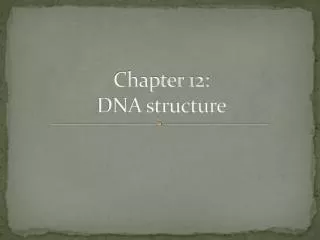 Chapter 12: DNA structure