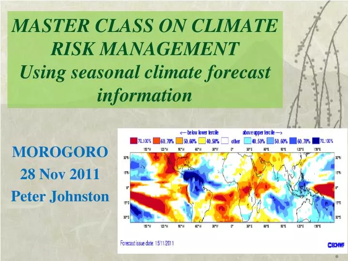 master class on climate risk management using seasonal climate forecast information