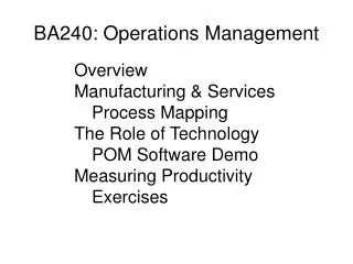 BA240: Operations Management