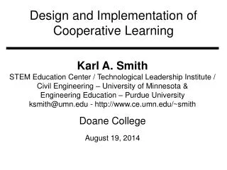 Design and Implementation of Cooperative Learning