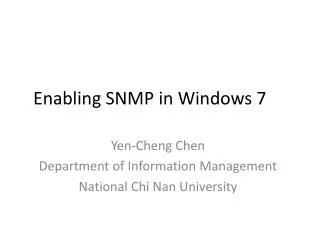 Enabling SNMP in Windows 7
