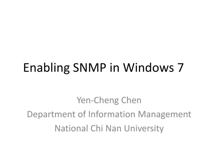 enabling snmp in windows 7