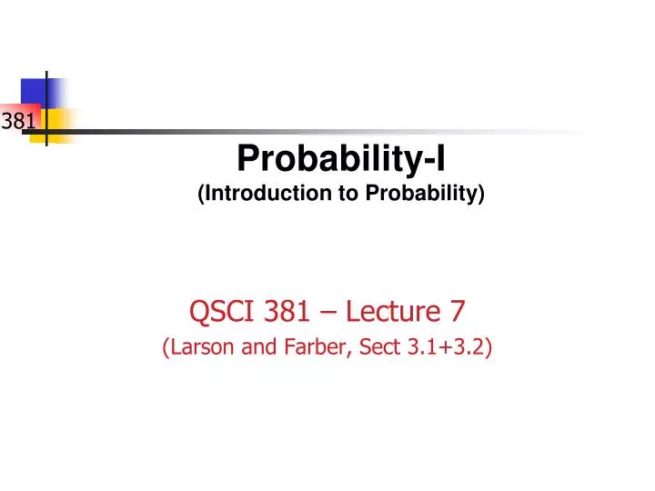 probability i introduction to probability