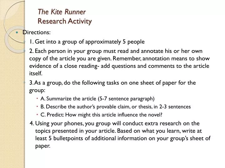 the kite runner research activity