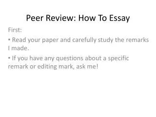 Peer Review: How To Essay