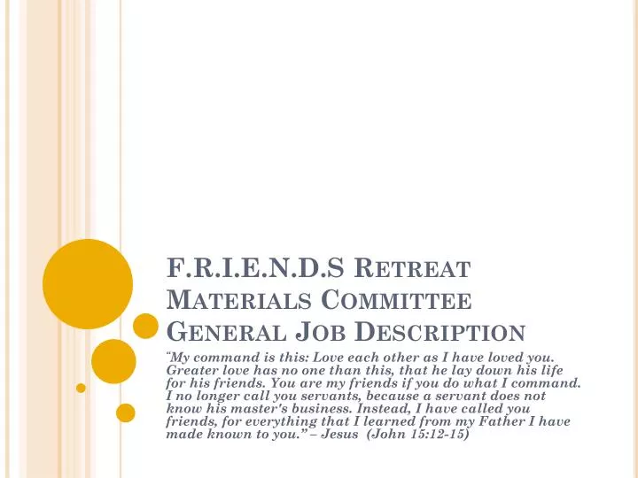 f r i e n d s retreat materials committee general job description