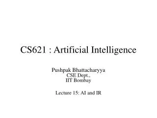 cs621 artificial intelligence