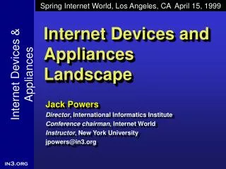 Internet Devices and Appliances Landscape