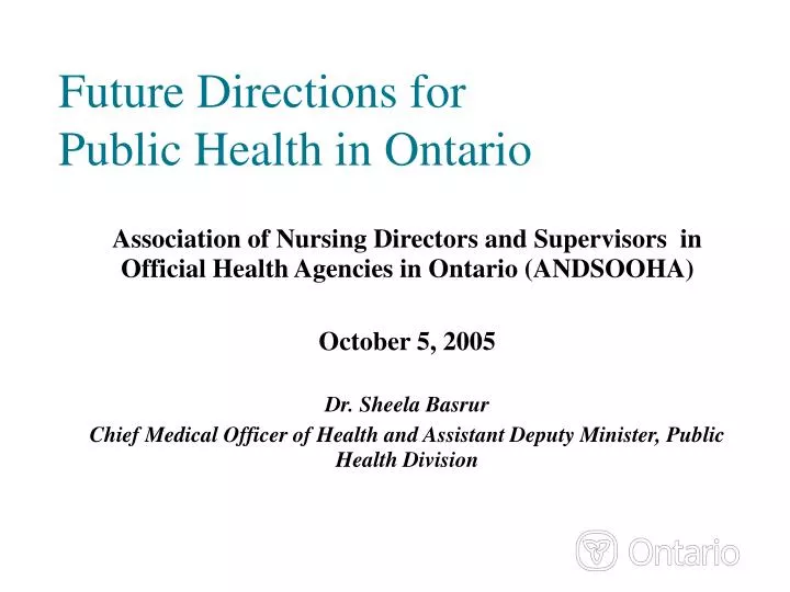 future directions for public health in ontario