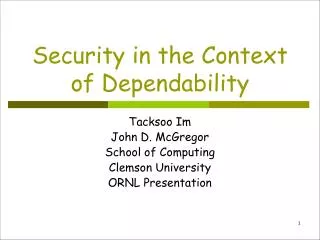 Security in the Context of Dependability