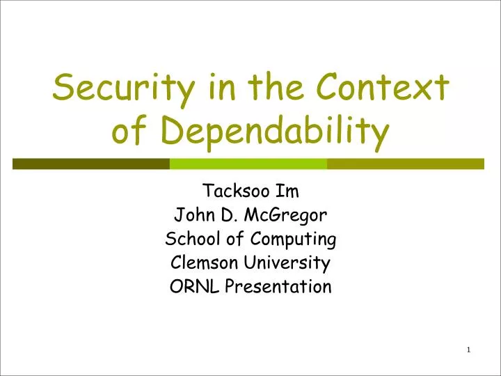 security in the context of dependability