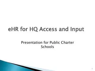 eHR for HQ Access and Input