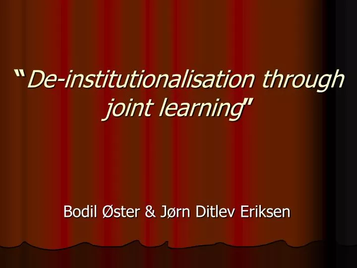de institutionalisation through joint learning