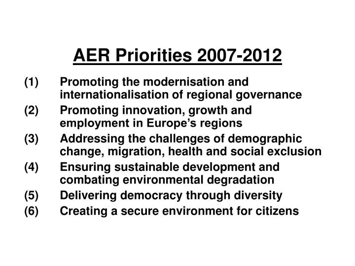 aer priorities 2007 2012