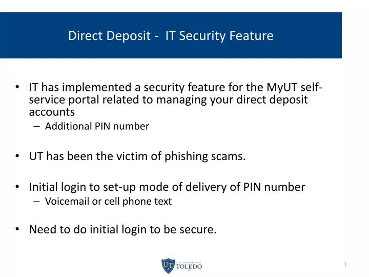 direct deposit it security feature