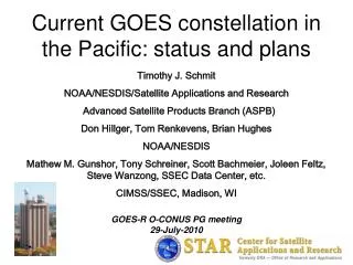 Current GOES constellation in the Pacific: status and plans