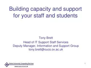 Building capacity and support for your staff and students