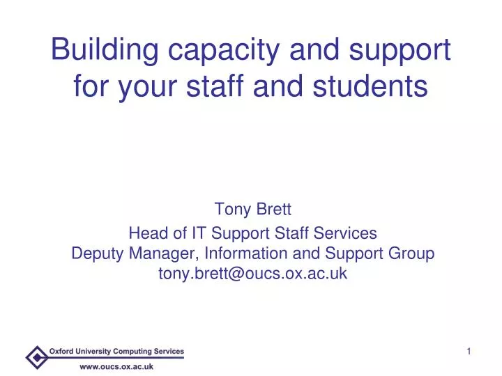 building capacity and support for your staff and students