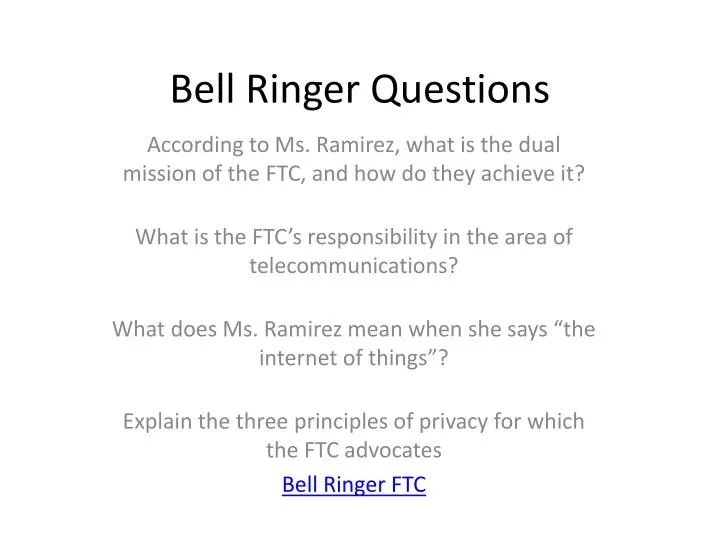 bell ringer questions