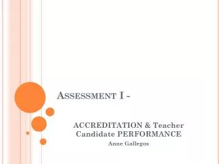 Assessment I -