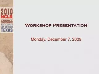 Workshop Presentation