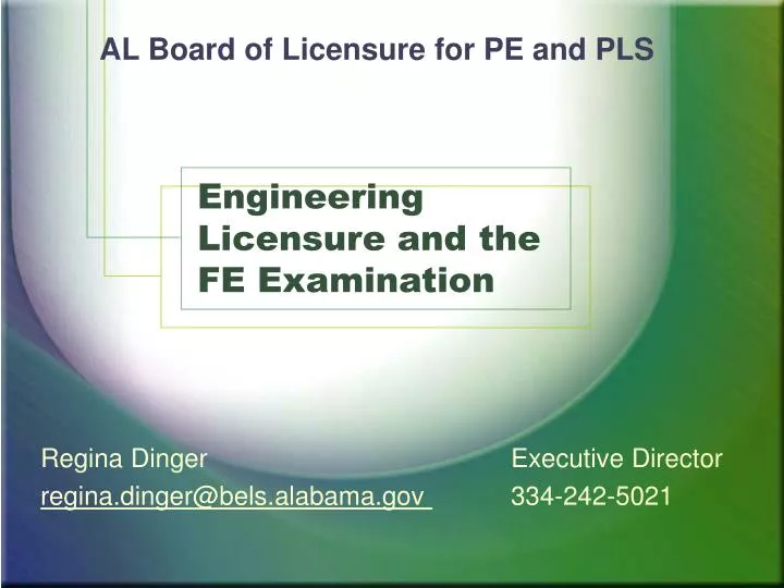 engineering licensure and the fe examination