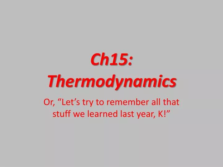 ch15 thermodynamics
