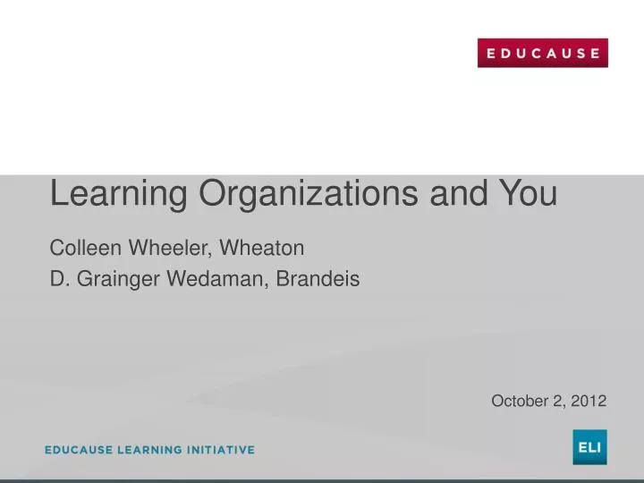 learning organizations and you