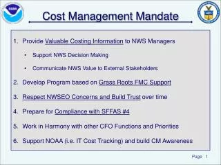 Cost Management Mandate