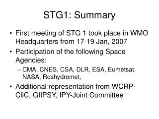 STG1: Summary
