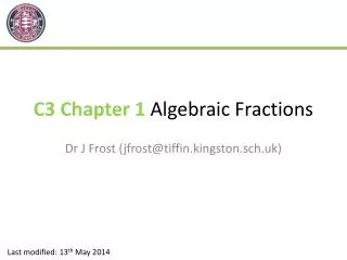 C3 Chapter 1 Algebraic Fractions