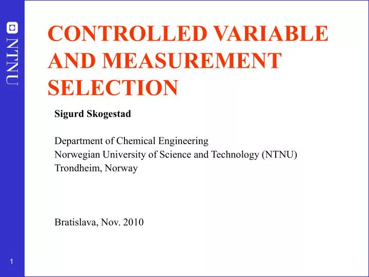 controlled variable and measurement selection