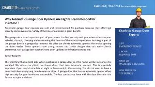 Why Automatic Garage Door Openers Are Highly Recommended for