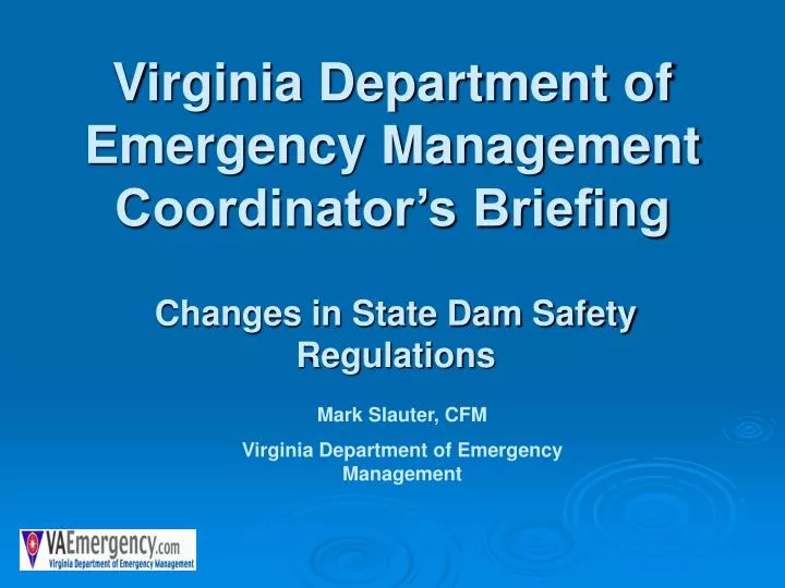 virginia department of emergency management coordinator s briefing
