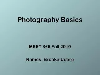 Photography Basics