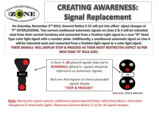 CREATING AWARENESS : Signal Replacement