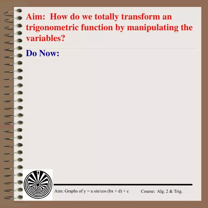 aim how do we totally transform an trigonometric function by manipulating the variables