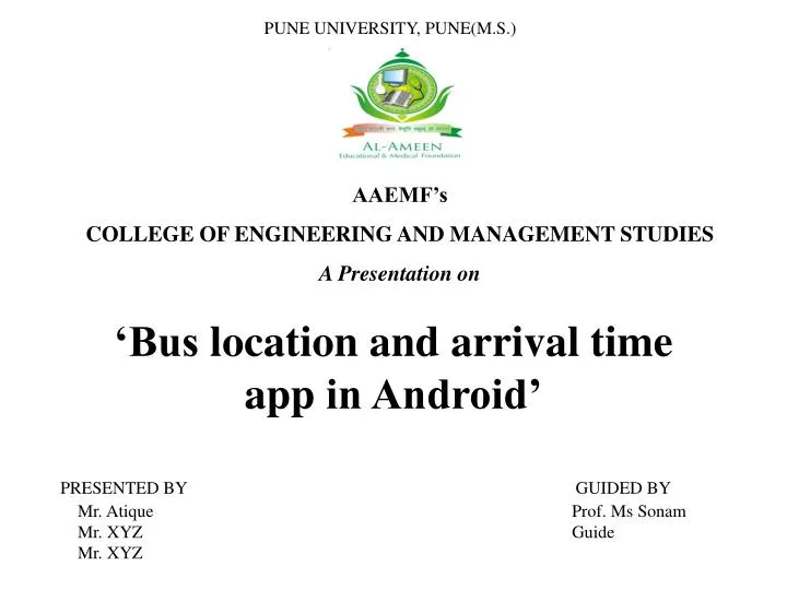 bus location and arrival time app in android