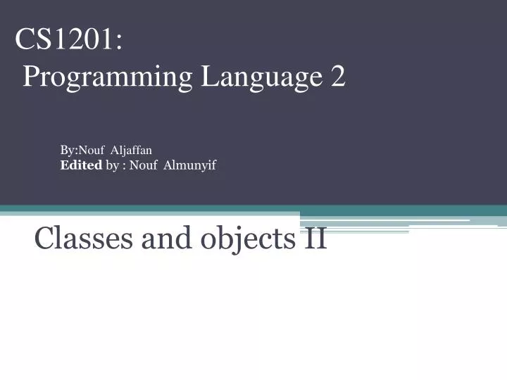 cs1201 programming language 2